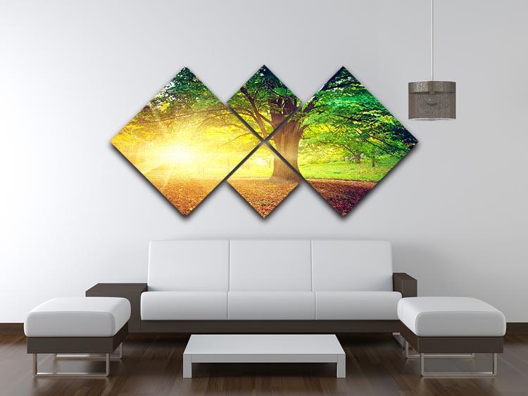 Beautiful Park 4 Square Multi Panel Canvas artwork featuring serene nature scenes divided into four equal panels.