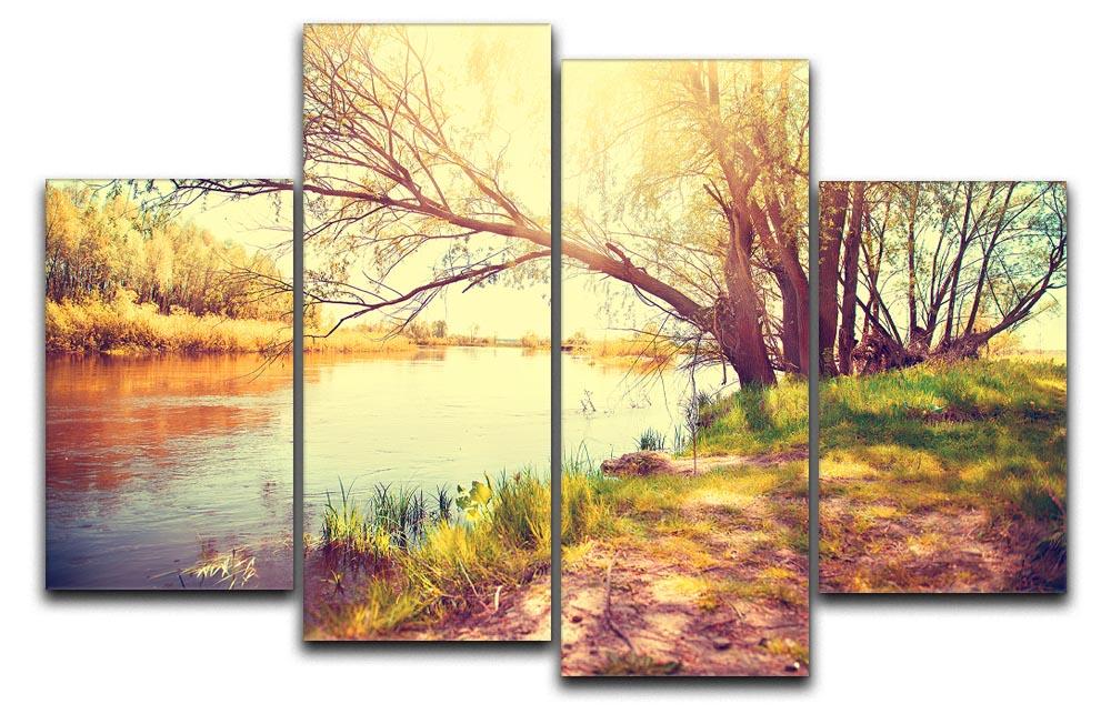 Beautiful Scene 4 Split Panel Canvas artwork displayed in a modern living room, showcasing vibrant colors and intricate details.