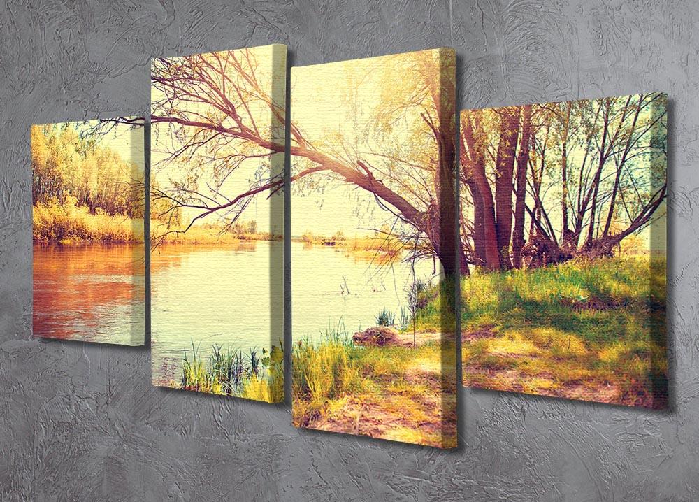 Beautiful Scene 4 Split Panel Canvas artwork displayed in a modern living room, showcasing vibrant colors and intricate details.