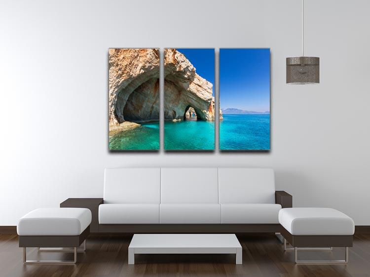 Beautiful sea landscapes depicted in a 3-panel canvas print, showcasing vibrant colors and serene ocean scenes.