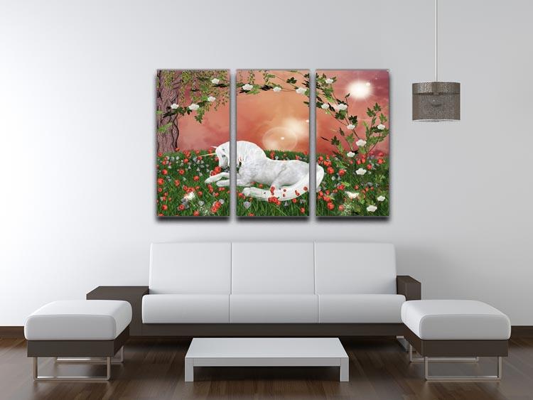Beautiful unicorn 3 split panel canvas print showcasing vibrant colors and intricate details, perfect for home decor.