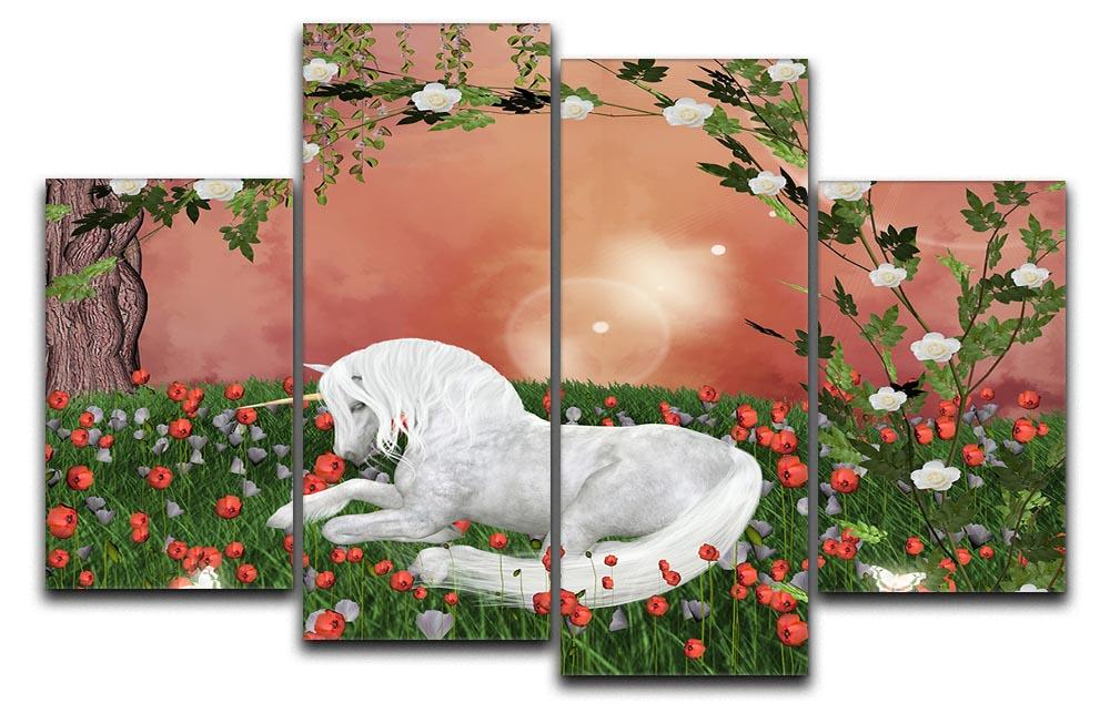 Beautiful unicorn artwork displayed on a 4 split panel canvas, showcasing vibrant colors and intricate details.