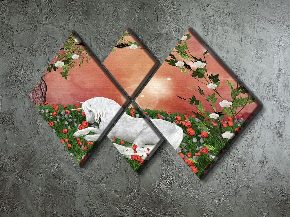 Beautiful unicorn artwork displayed on a 4-square multi-panel canvas, showcasing vibrant colors and intricate details.