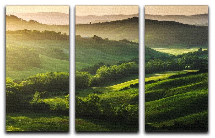 Beautifully illuminated landscape 3 split panel canvas print showcasing vibrant colors and stunning details.