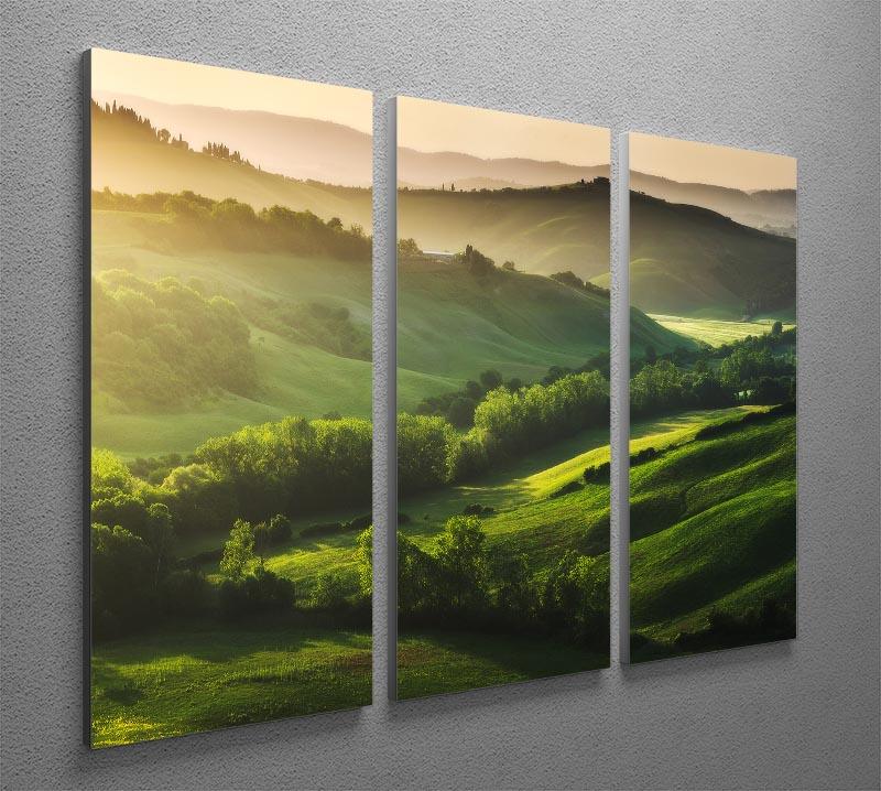 Beautifully illuminated landscape 3 split panel canvas print showcasing vibrant colors and stunning details.