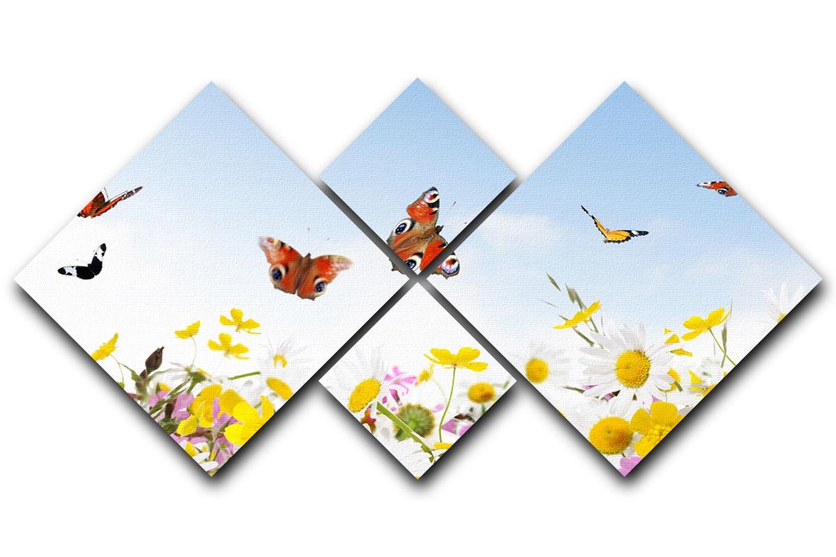 Beauty in Nature 4 Square Multi Panel Canvas artwork featuring four equal square sections depicting serene natural landscapes.