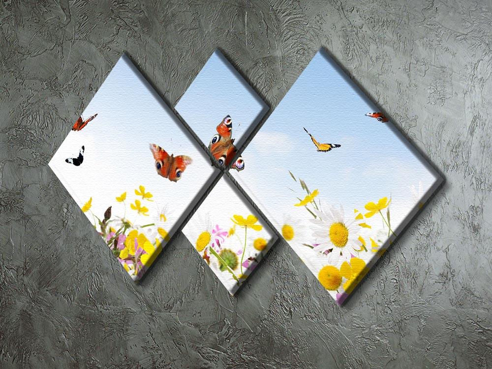 Beauty in Nature 4 Square Multi Panel Canvas artwork featuring four equal square sections depicting serene natural landscapes.