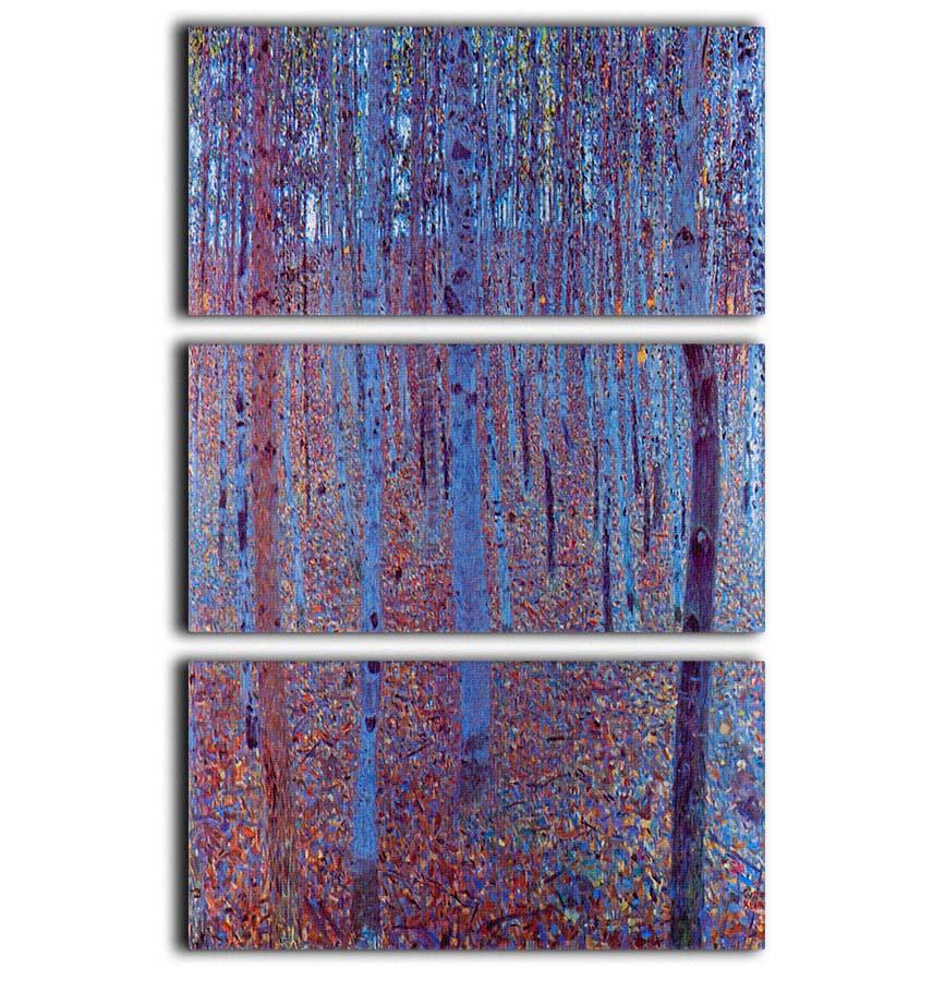 Beech Forest by Klimt 3 Split Panel Canvas Print showcasing vibrant colors and intricate details, perfect for home decor.