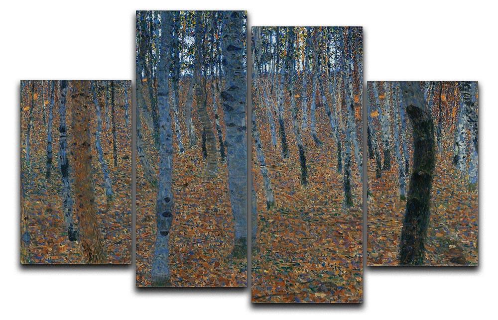 Beech Grove I by Klimt, a 4 split panel canvas artwork showcasing vibrant colors and intricate details, perfect for modern decor.