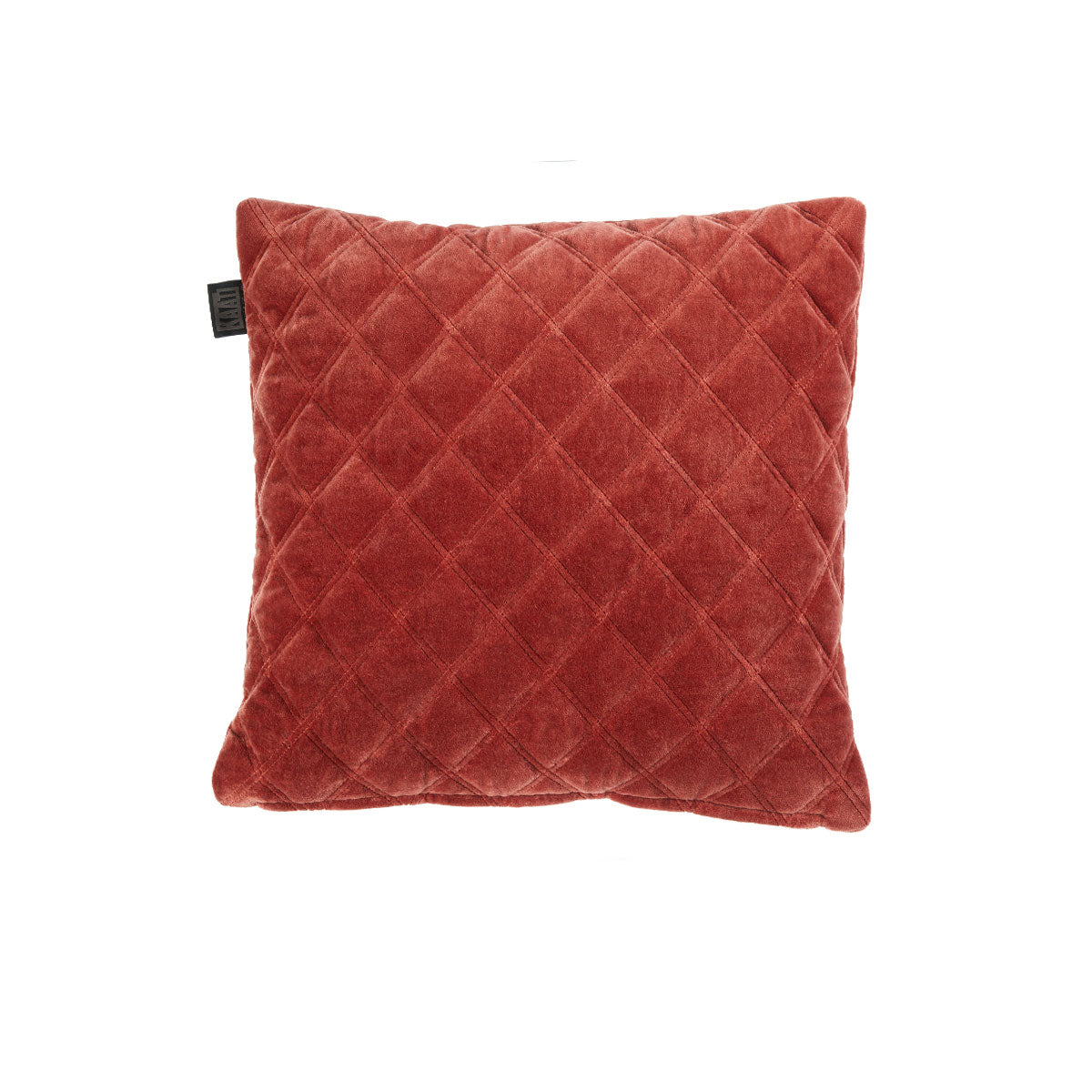 Bedding House Vercors Luxury Cotton Velvet Filled Square Cushion with diamond quilted pattern and golden zip puller.