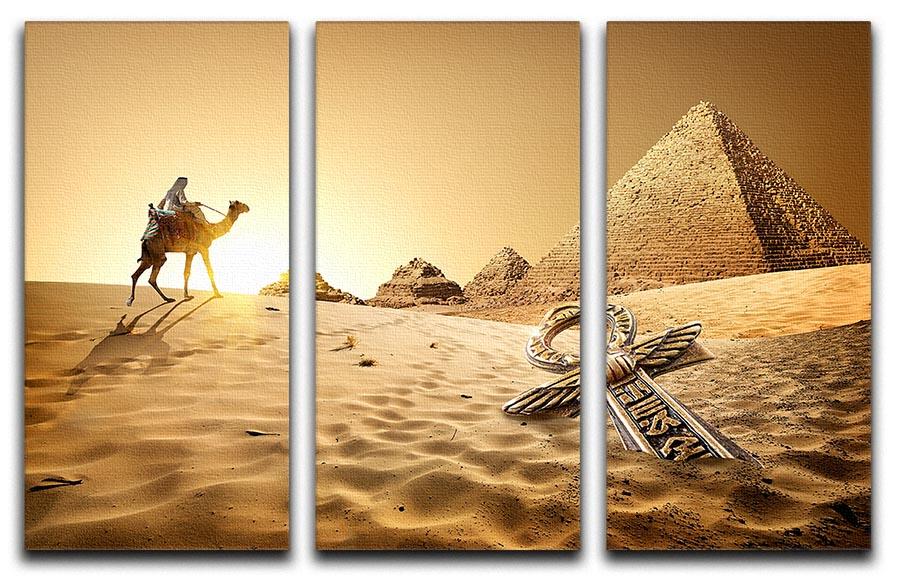 A stunning 3-panel canvas print featuring a Bedouin on a camel, showcasing intricate details and vibrant colors.