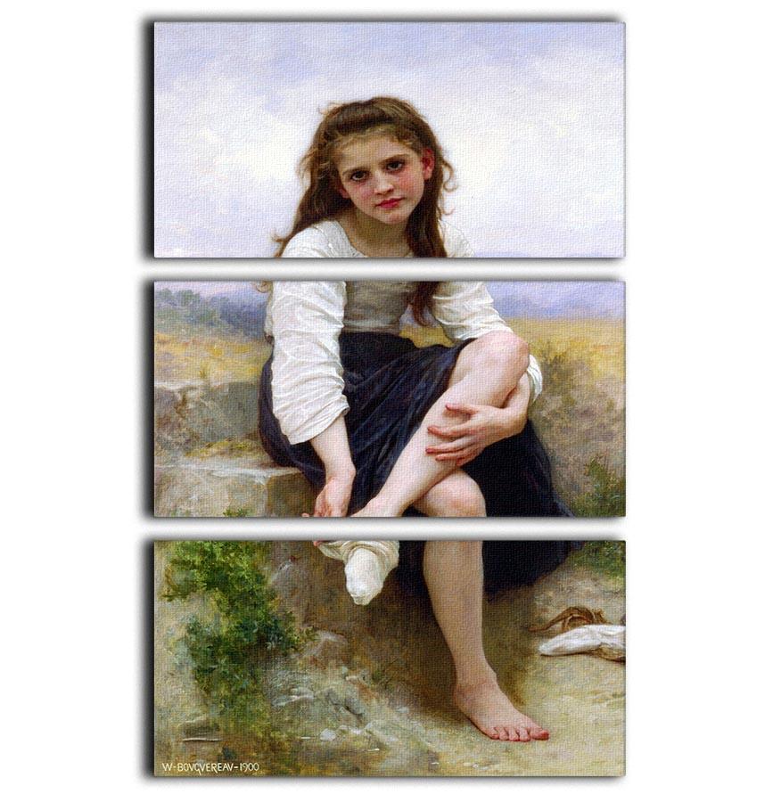 Before The Bath By Bouguereau 3 Split Panel Canvas Print showcasing elegant artwork in three panels.