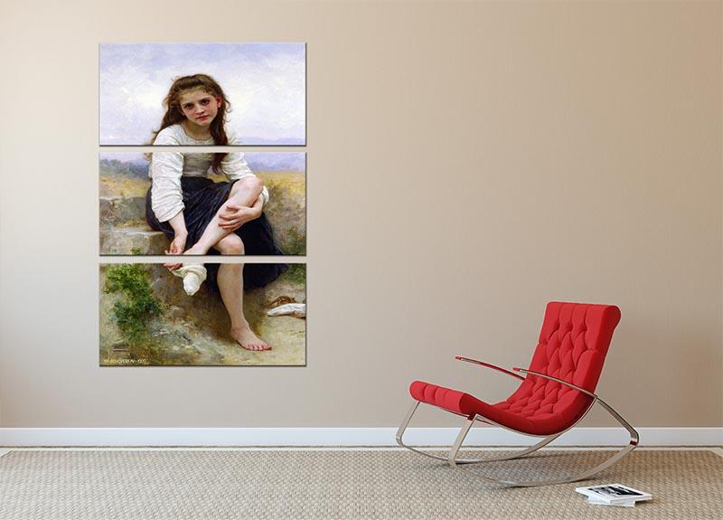 Before The Bath By Bouguereau 3 Split Panel Canvas Print showcasing elegant artwork in three panels.