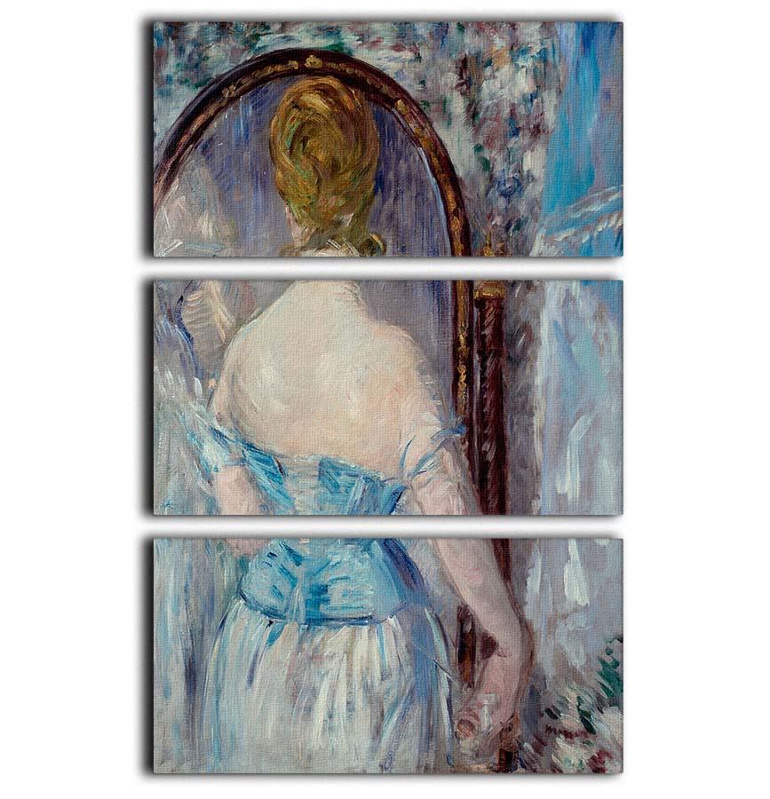 Before the Mirror by Manet 3 Split Panel Canvas Print showcasing elegant artwork in three panels, perfect for home decor.