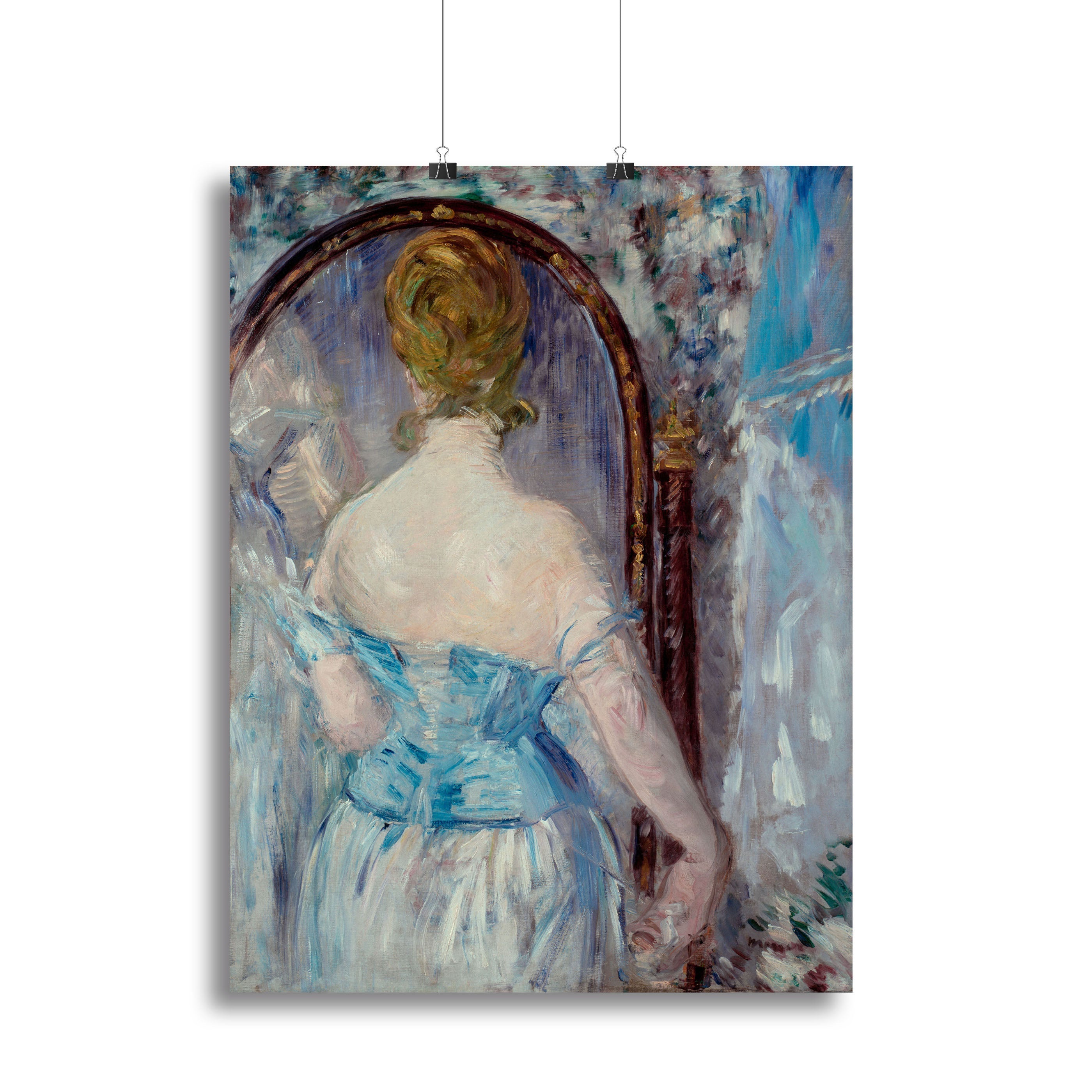 Before the Mirror by Manet canvas print showcasing a woman gazing into a mirror, capturing elegance and beauty.