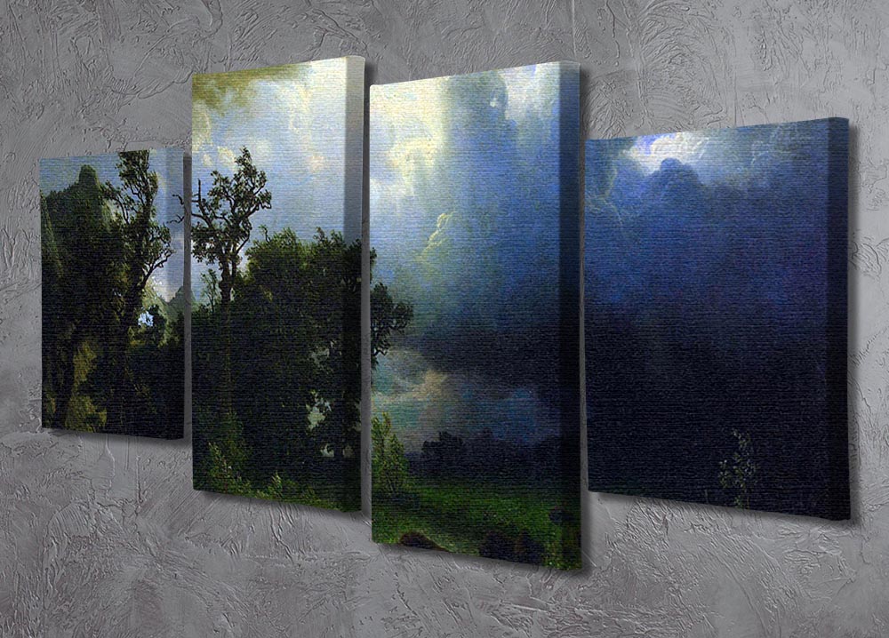 Before the Storm by Bierstadt, a 4-split canvas artwork showcasing a dramatic stormy landscape in four panels.