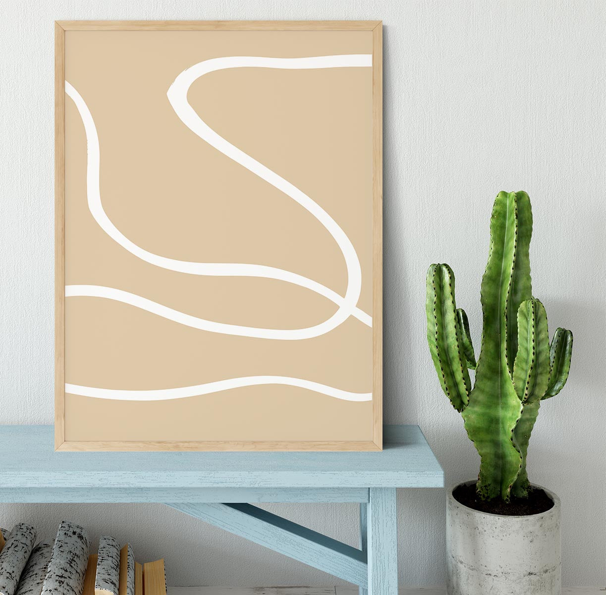 Beige Lines 01 Framed Print showcasing elegant design and high-quality craftsmanship in a stylish frame.