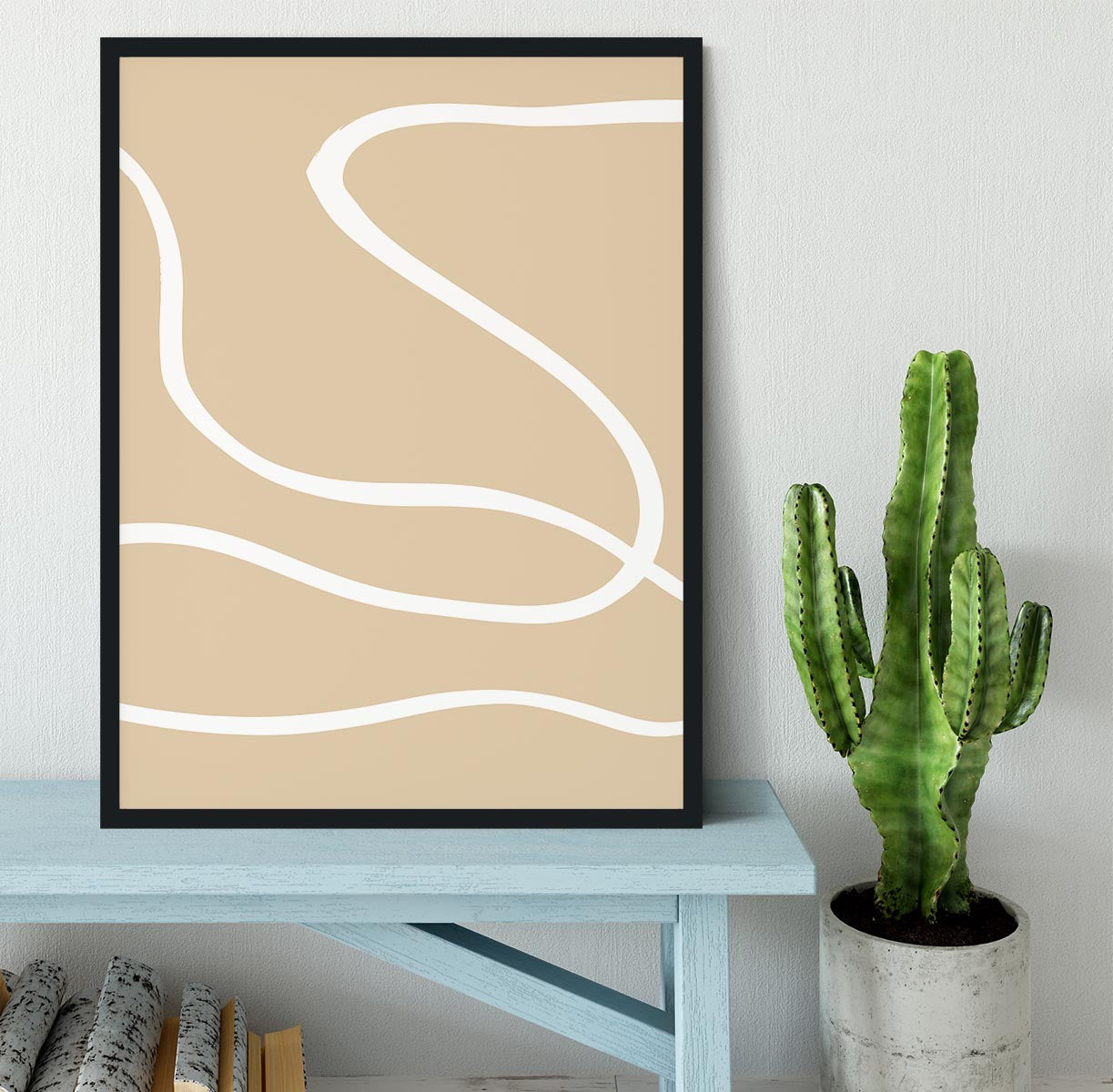 Beige Lines 01 Framed Print showcasing elegant design and high-quality craftsmanship in a stylish frame.