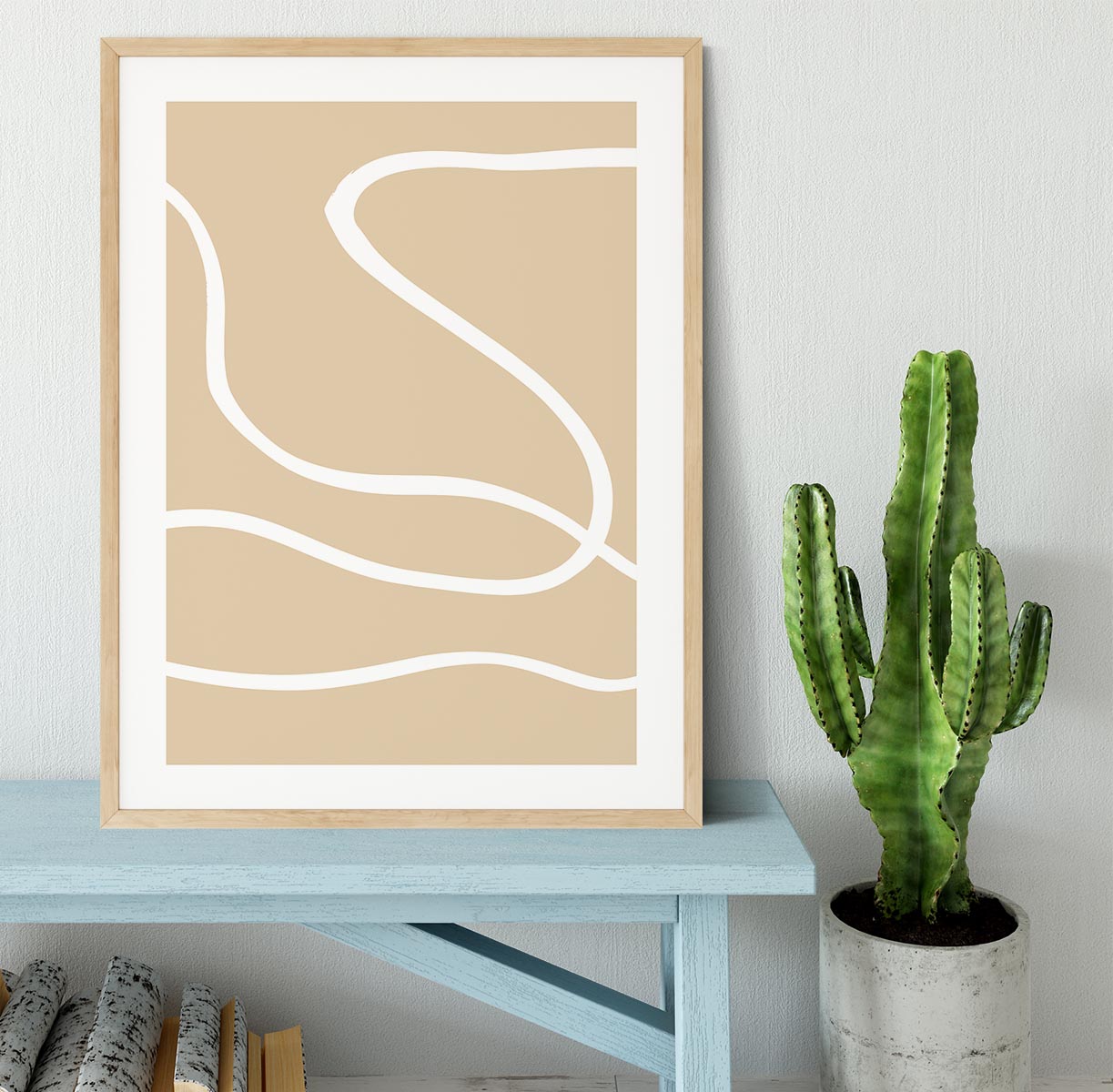 Beige Lines 01 Framed Print showcasing elegant design and high-quality craftsmanship in a stylish frame.