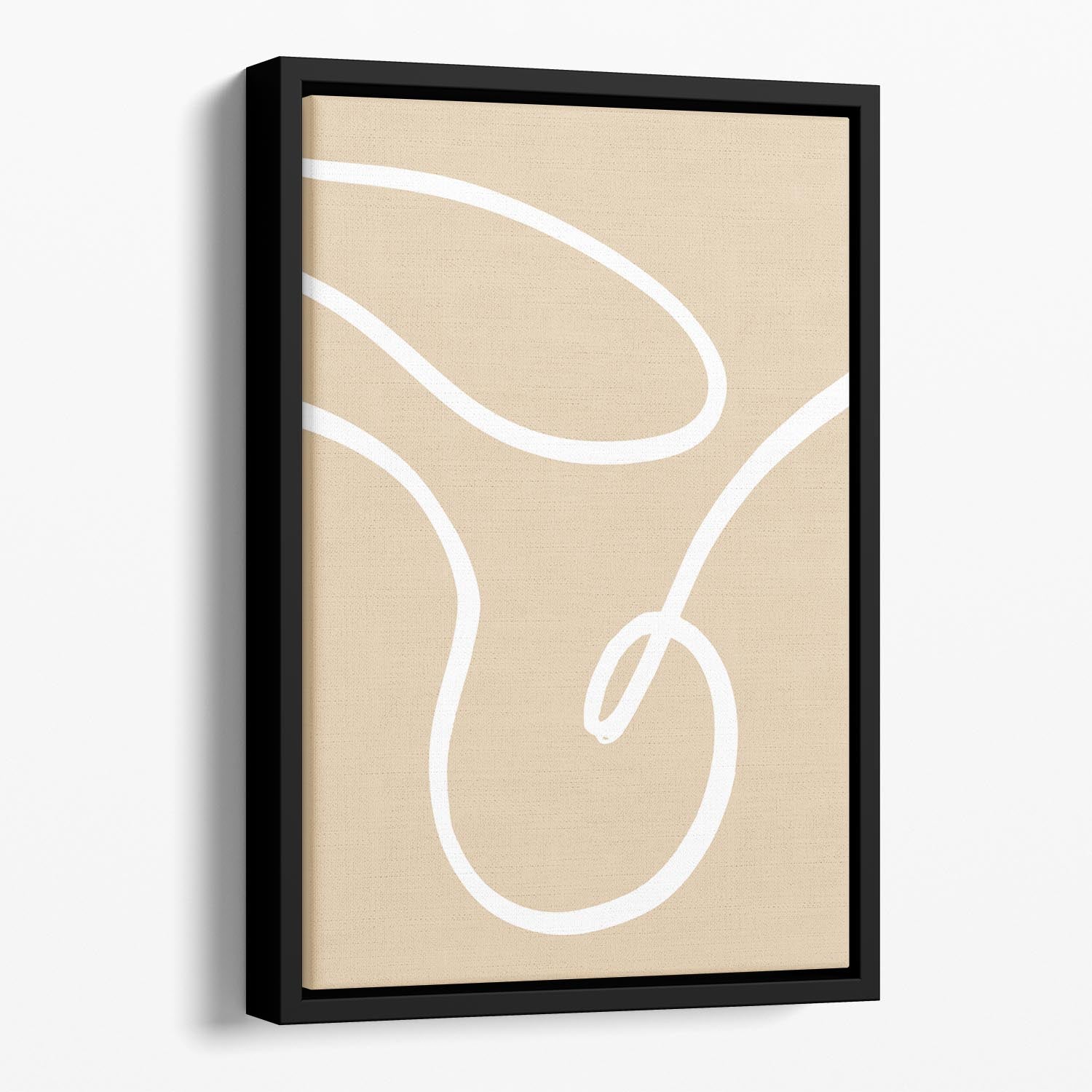 Beige Lines 02 Floating Framed Canvas featuring abstract lines in neutral tones, elegantly framed to create a floating effect.