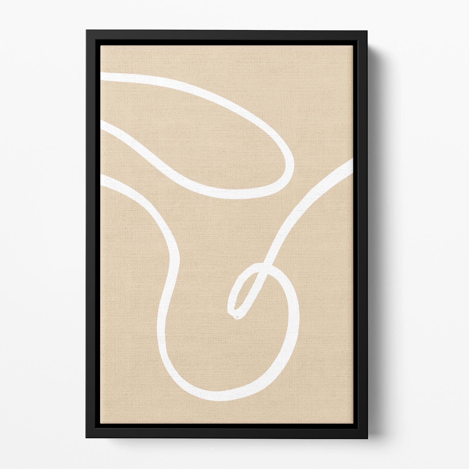 Beige Lines 02 Floating Framed Canvas featuring abstract lines in neutral tones, elegantly framed to create a floating effect.