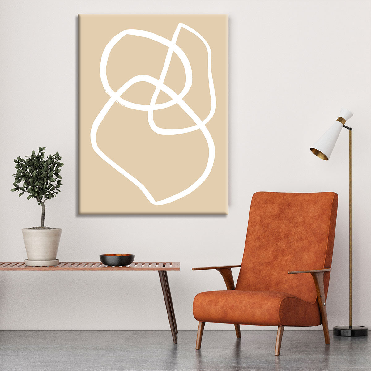 Beige Lines 03 canvas print featuring elegant beige lines on a textured background, perfect for modern home decor.