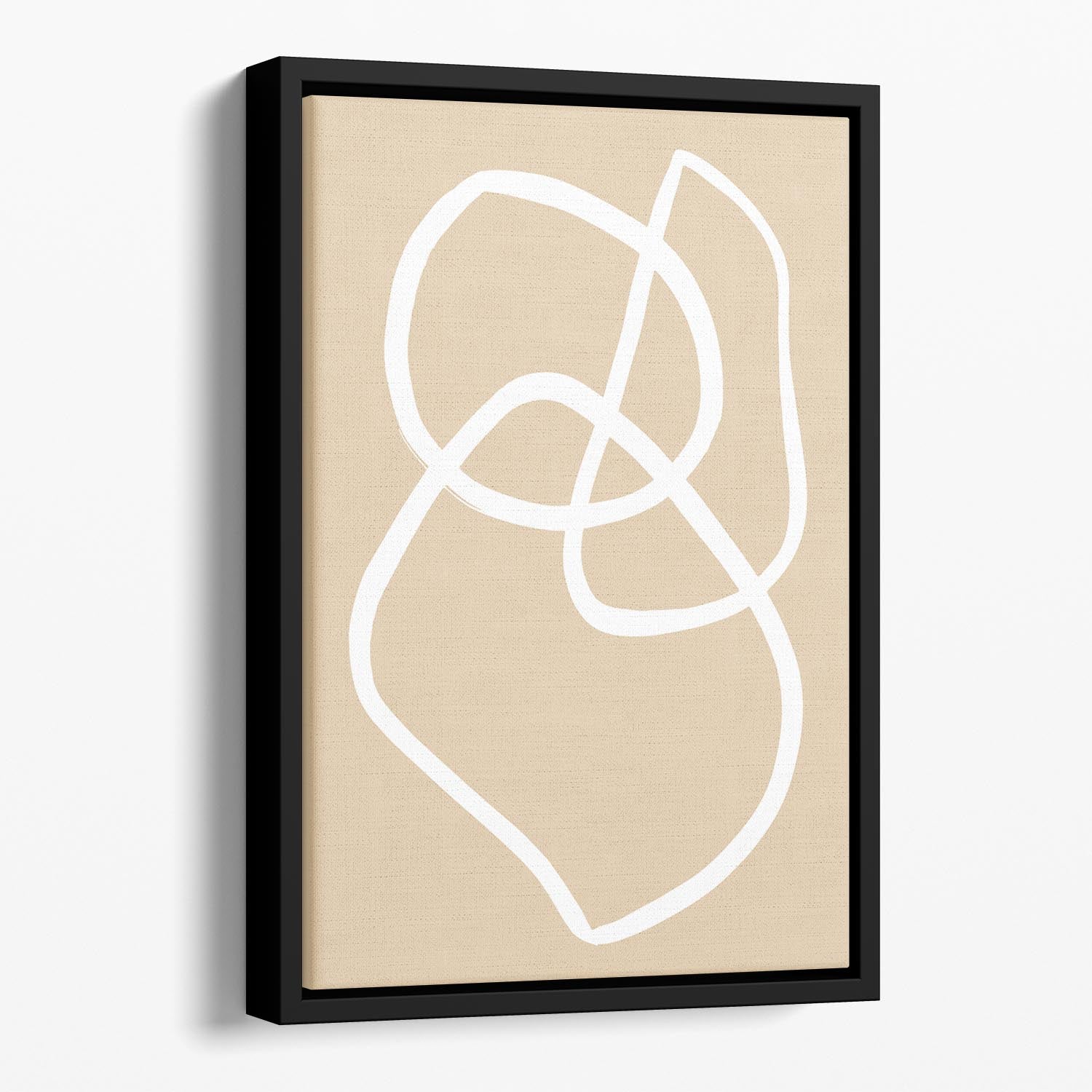 Beige Lines 03 Floating Framed Canvas featuring soft beige lines in a modern design, elegantly framed in FSC Certified wood.