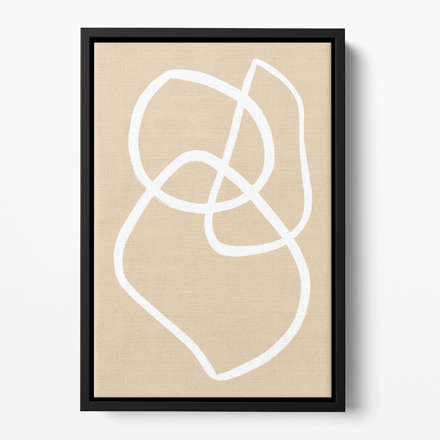 Beige Lines 03 Floating Framed Canvas featuring soft beige lines in a modern design, elegantly framed in FSC Certified wood.