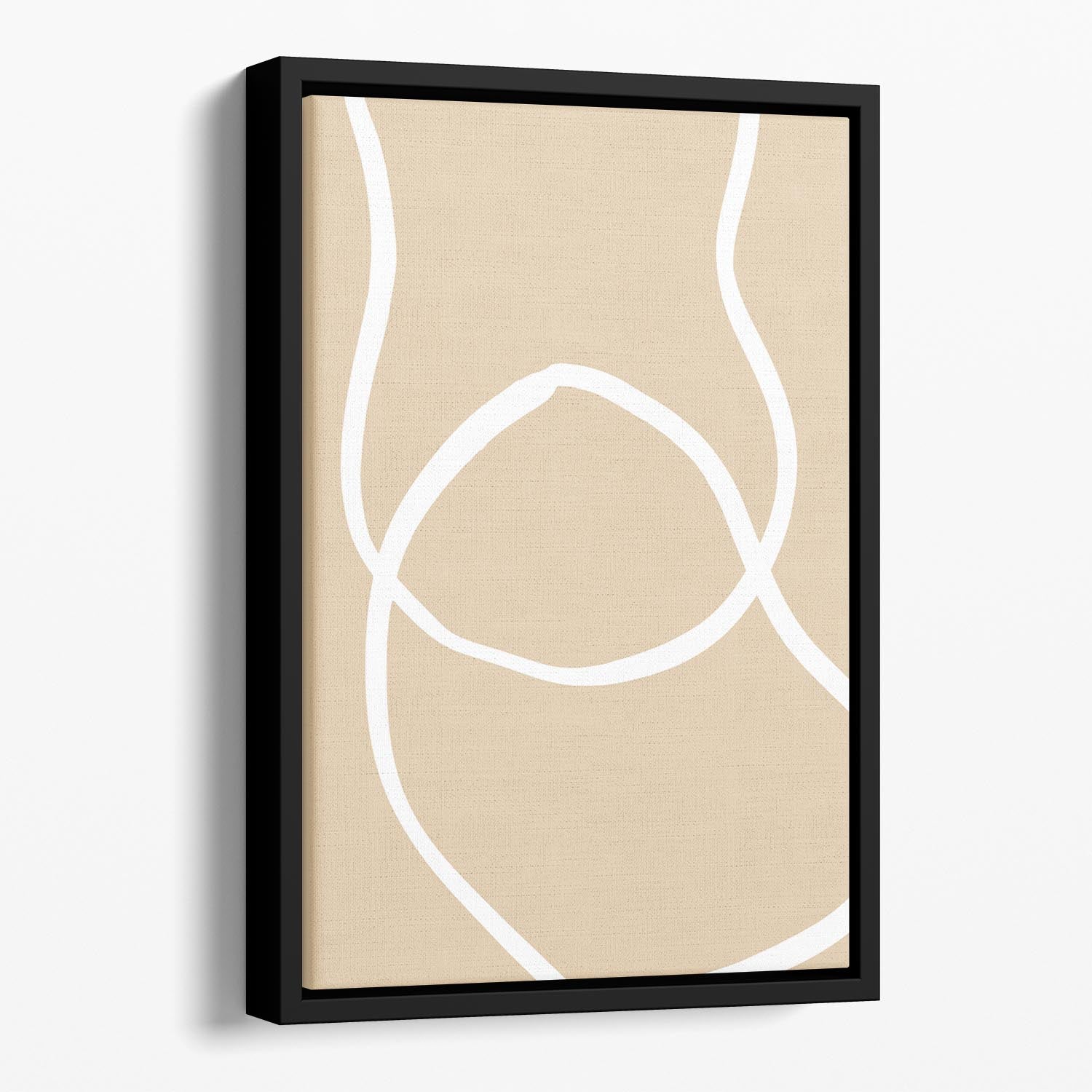 Beige Lines 04 Floating Framed Canvas featuring abstract design in soft beige tones with a handcrafted wooden frame.