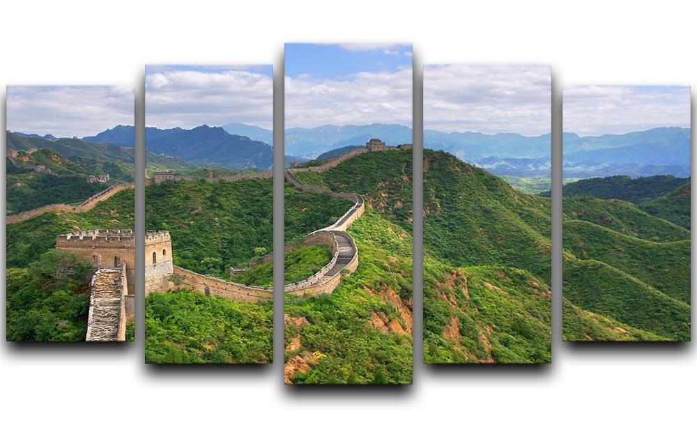 A stunning 5-split canvas artwork depicting the Great Wall of China, showcasing vibrant colors and intricate details across five panels.