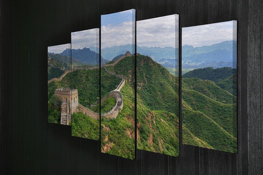A stunning 5-split canvas artwork depicting the Great Wall of China, showcasing vibrant colors and intricate details across five panels.