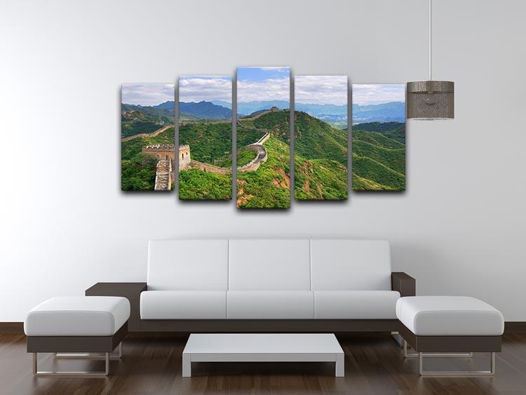 A stunning 5-split canvas artwork depicting the Great Wall of China, showcasing vibrant colors and intricate details across five panels.