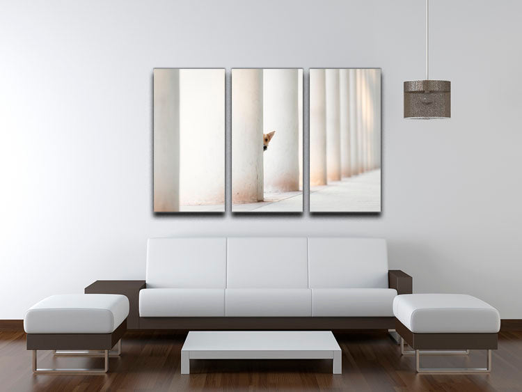 Bella and the Pillars of the Earth 3 Split Panel Canvas Print showcasing vibrant colors and intricate details, perfect for home decor.