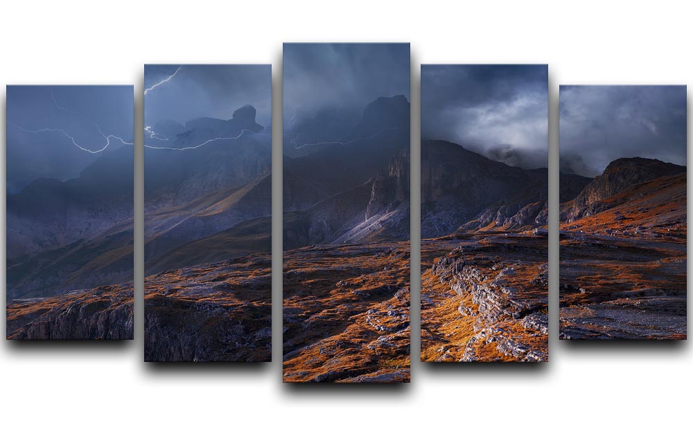Bergwetter 5 Split Panel Canvas artwork featuring five panels with a cohesive design, adding depth and dimension to any space.