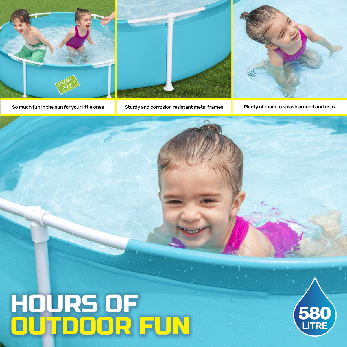 Bestway 1.52m x 38cm Kids Above Ground Pool with rust-resistant frame and UV resistant material, perfect for summer fun.