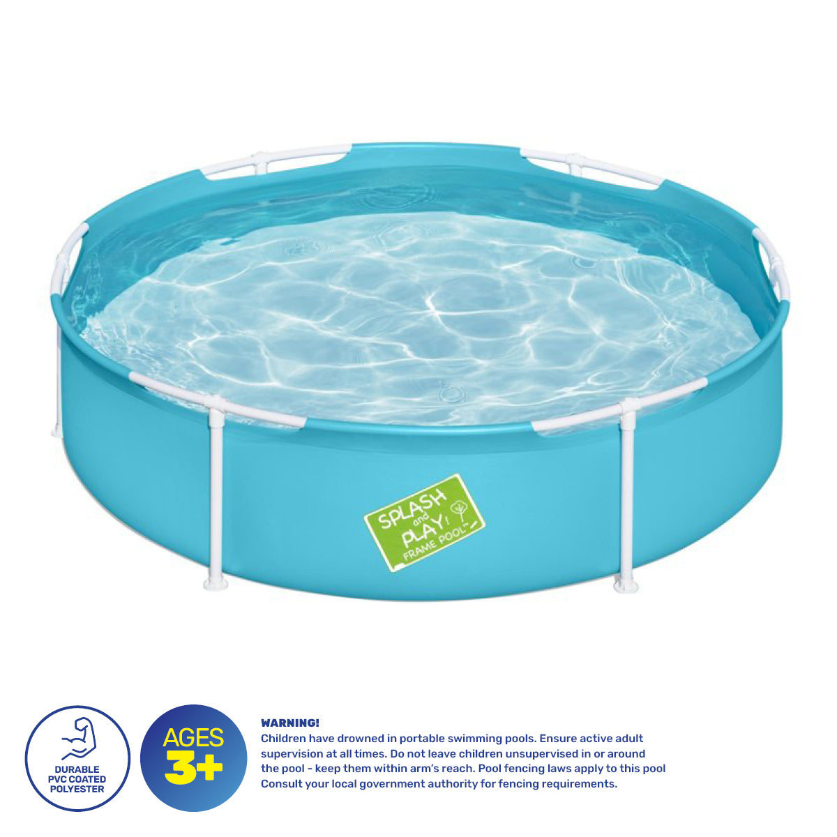 Bestway 1.52m x 38cm Kids Above Ground Pool with rust-resistant frame and UV resistant material, perfect for summer fun.