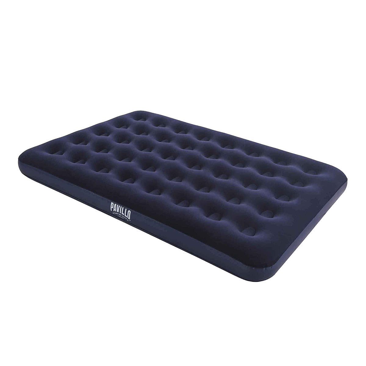 Bestway Double Inflatable Air Bed featuring a durable design, coil beam construction, and a soft flocked top, suitable for indoor and outdoor use.