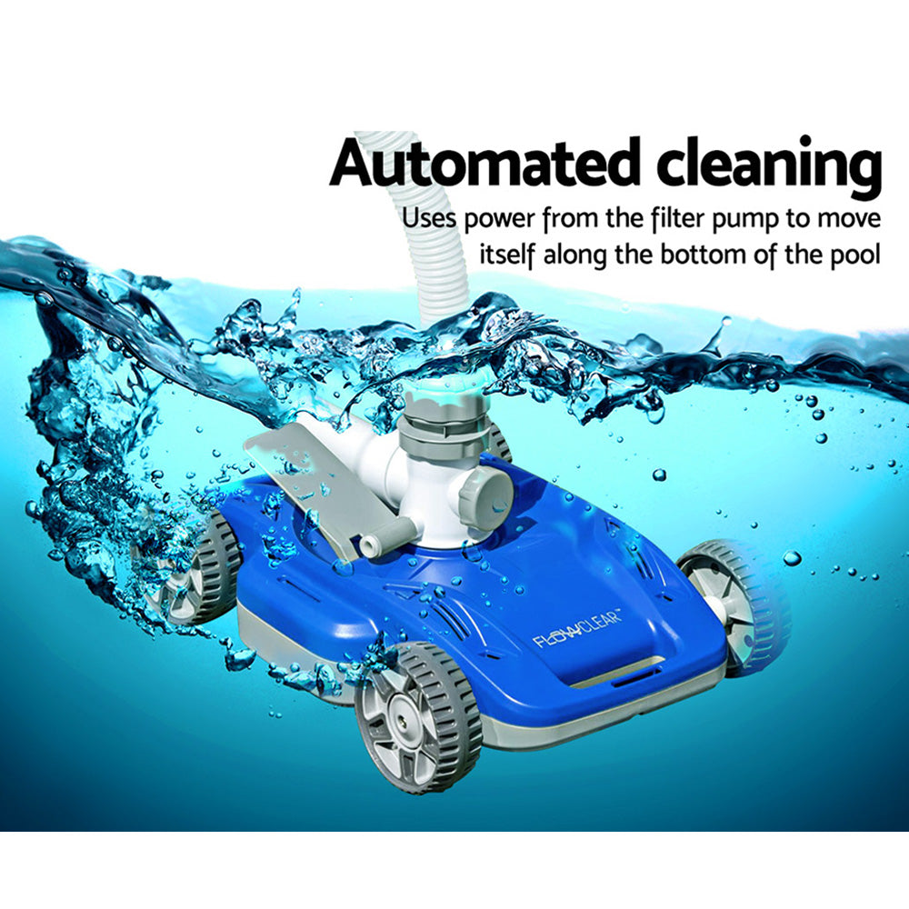 Bestway Robotic Pool Cleaner with hoses and connectors, designed for automatic cleaning of above ground pools.