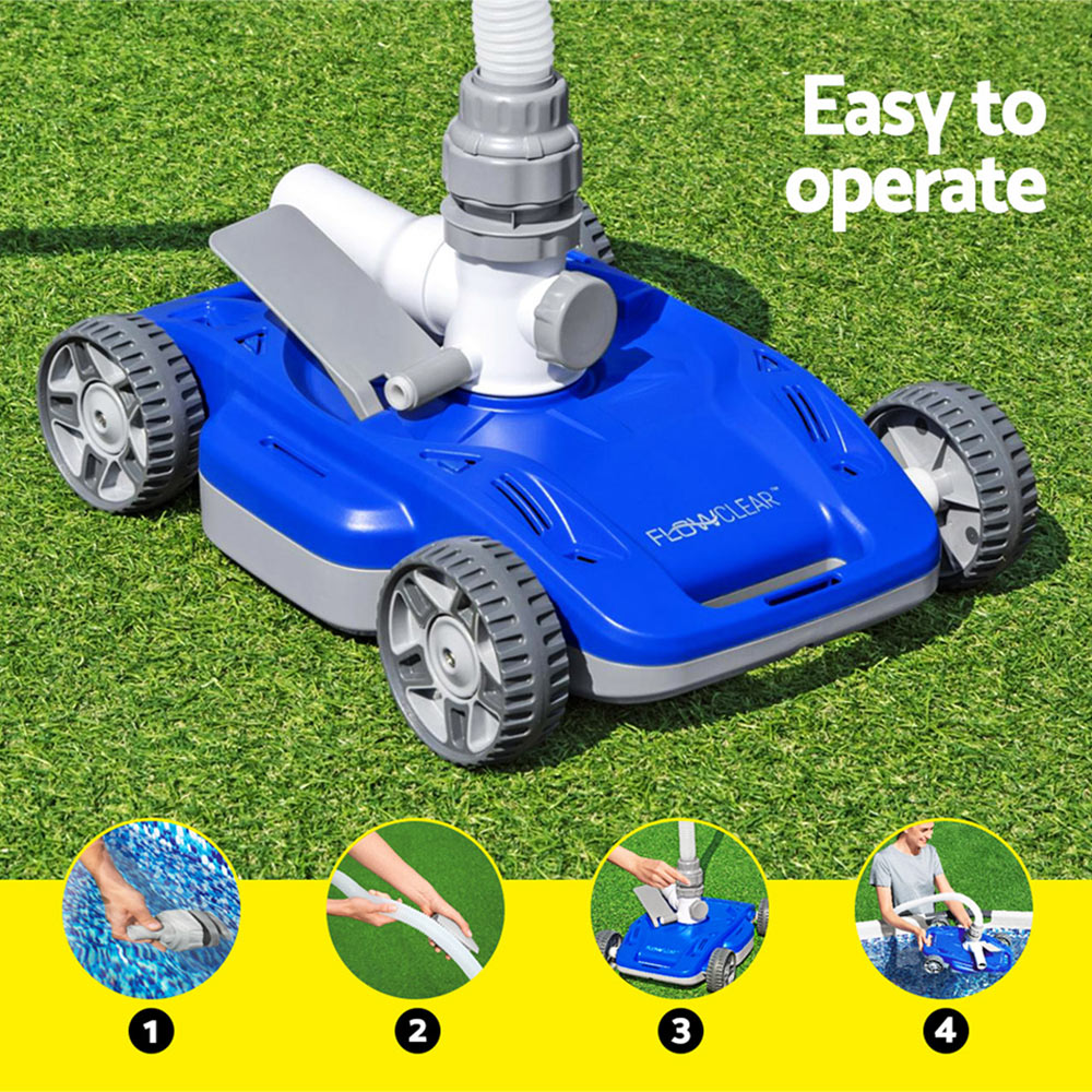 Bestway Robotic Pool Cleaner with hoses and connectors, designed for automatic cleaning of above ground pools.