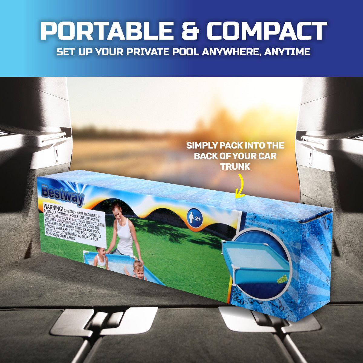 Bestway Steel Pro My First Frame Pool for kids, featuring a blue color and sturdy frame, perfect for summer fun in small backyards.