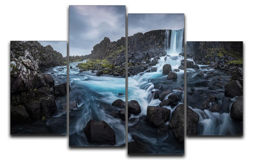 Between Continents 4 Split Panel Canvas artwork featuring four equal sections, creating a cohesive and dynamic visual display.