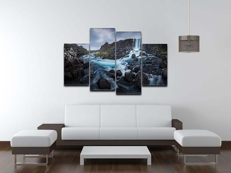 Between Continents 4 Split Panel Canvas artwork featuring four equal sections, creating a cohesive and dynamic visual display.
