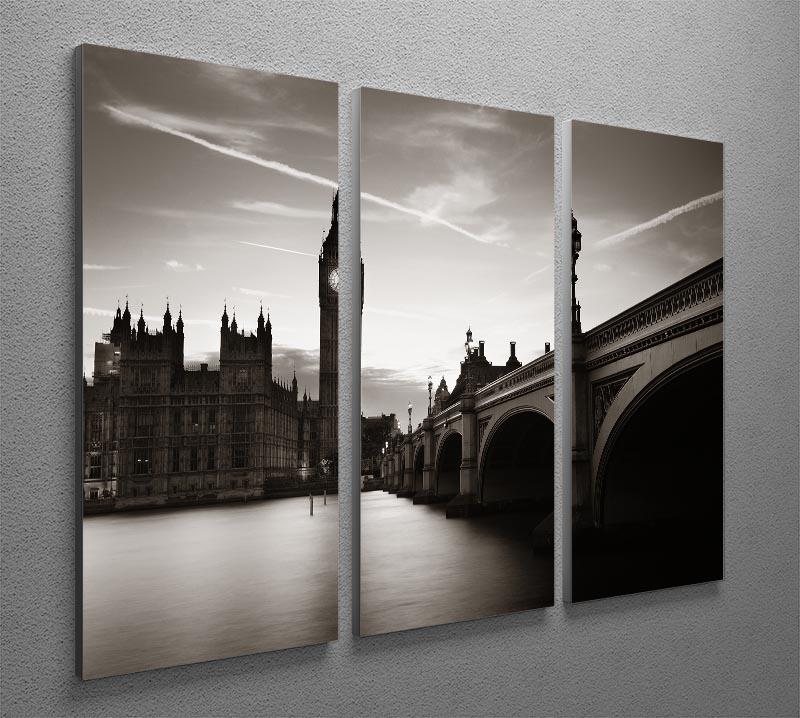 A stunning 3-panel canvas artwork featuring Big Ben and the House of Parliament at dusk, showcasing vibrant colors and intricate details.