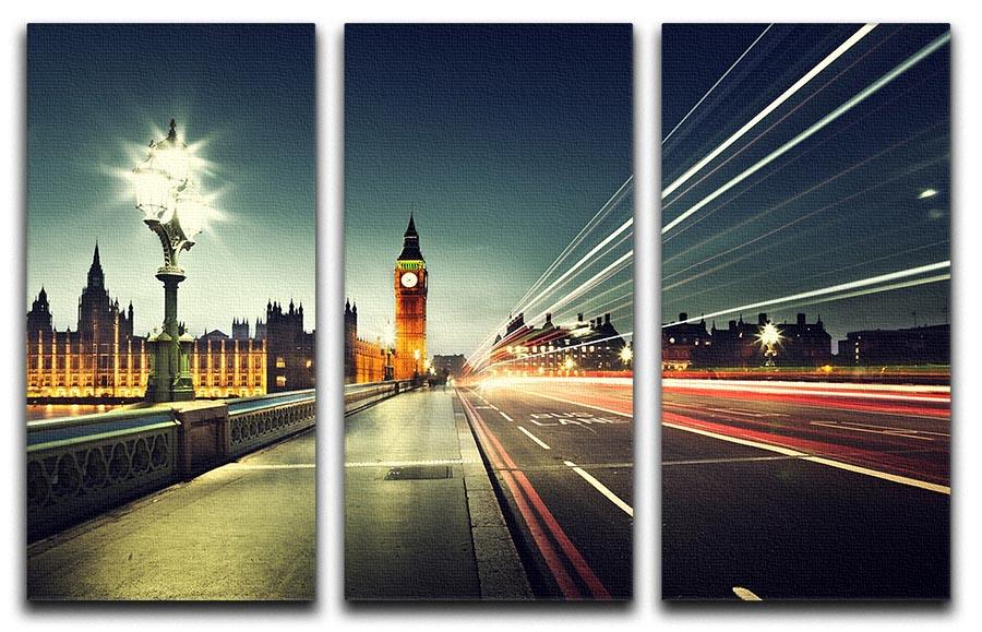 A stunning 3-panel canvas print featuring Big Ben from Westminster Bridge, showcasing intricate details and vibrant colors.