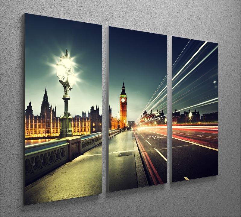 A stunning 3-panel canvas print featuring Big Ben from Westminster Bridge, showcasing intricate details and vibrant colors.