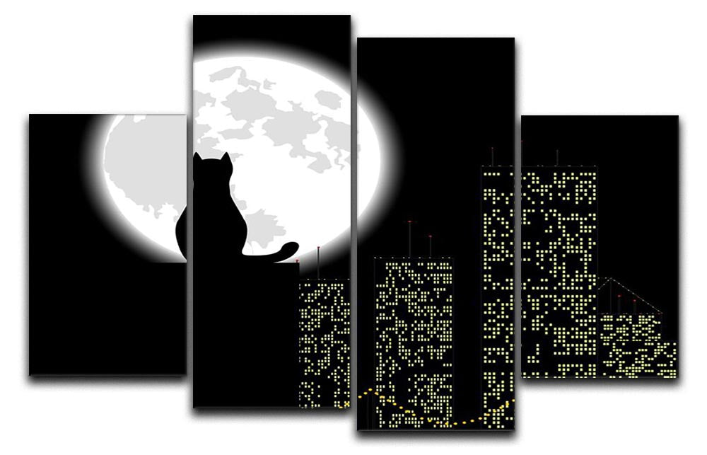 Big City Ang Cat 4 Split Panel Canvas artwork featuring four panels that create a cohesive and dynamic image.