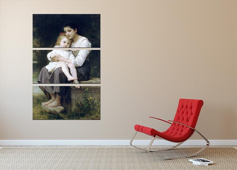 Big Sis By Bouguereau 3 Split Panel Canvas Print showcasing three elegant panels of classic art.