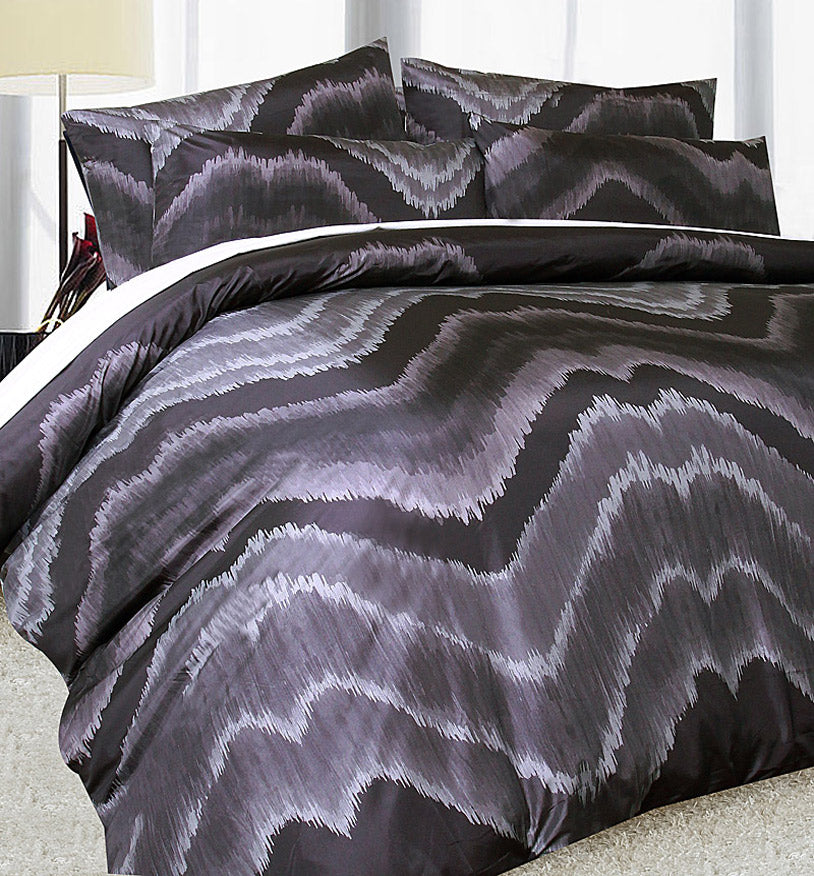 Big Sleep Midnight Quilt Cover Set in Black, featuring soft microfiber fabric, includes quilt cover and matching pillowcases.