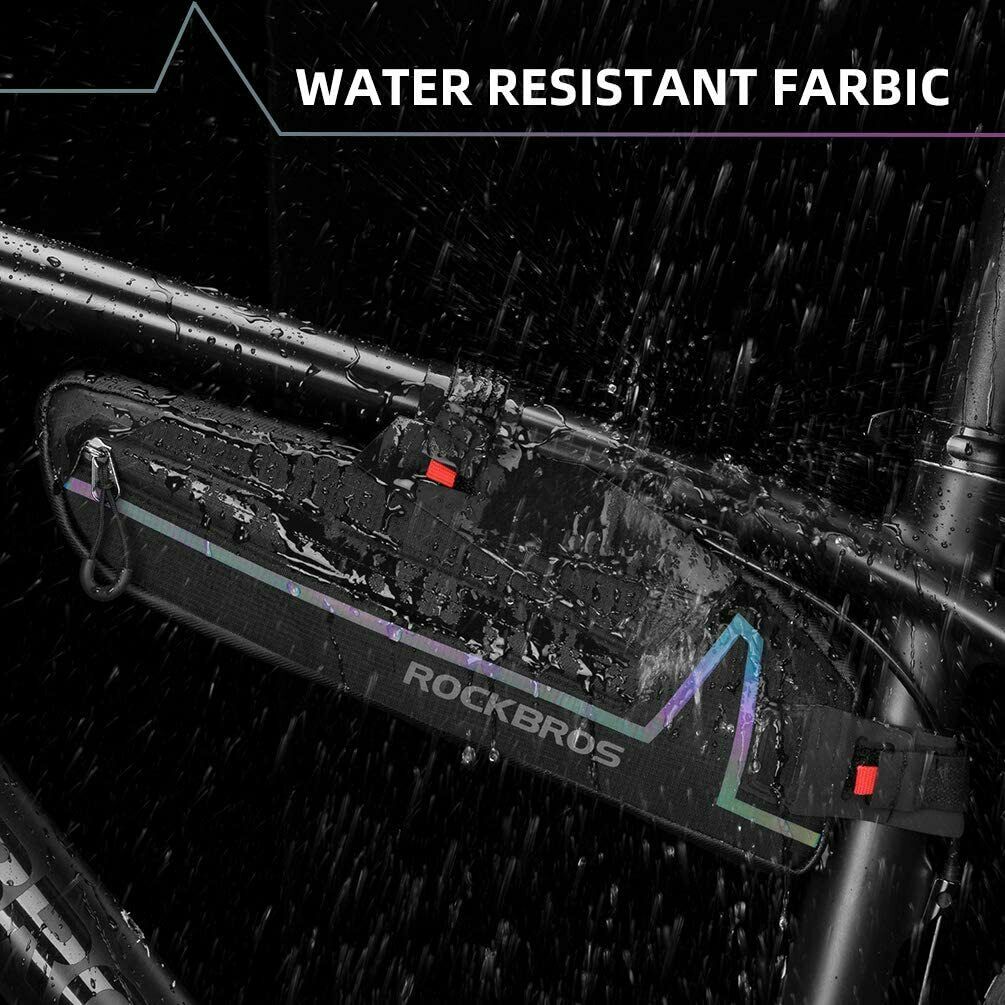 Bike Top or Under Tube Bag made of reflective material, showcasing its waterproof design and compact size, ideal for cycling accessories.