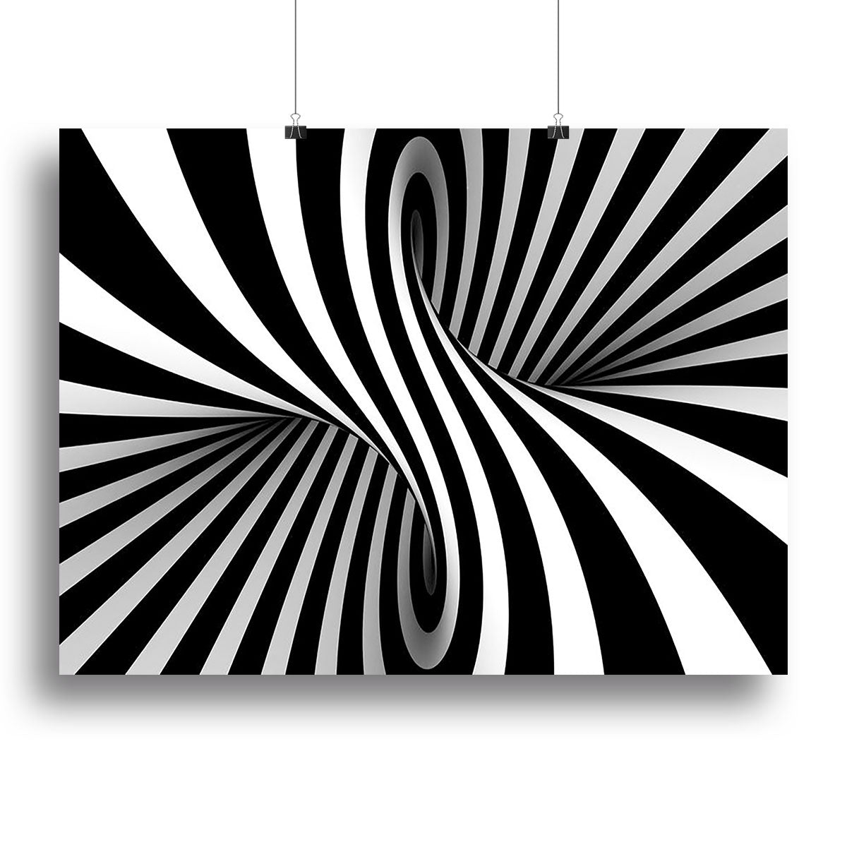 Black and white optical illusion canvas print showcasing intricate patterns and designs, perfect for modern home decor.